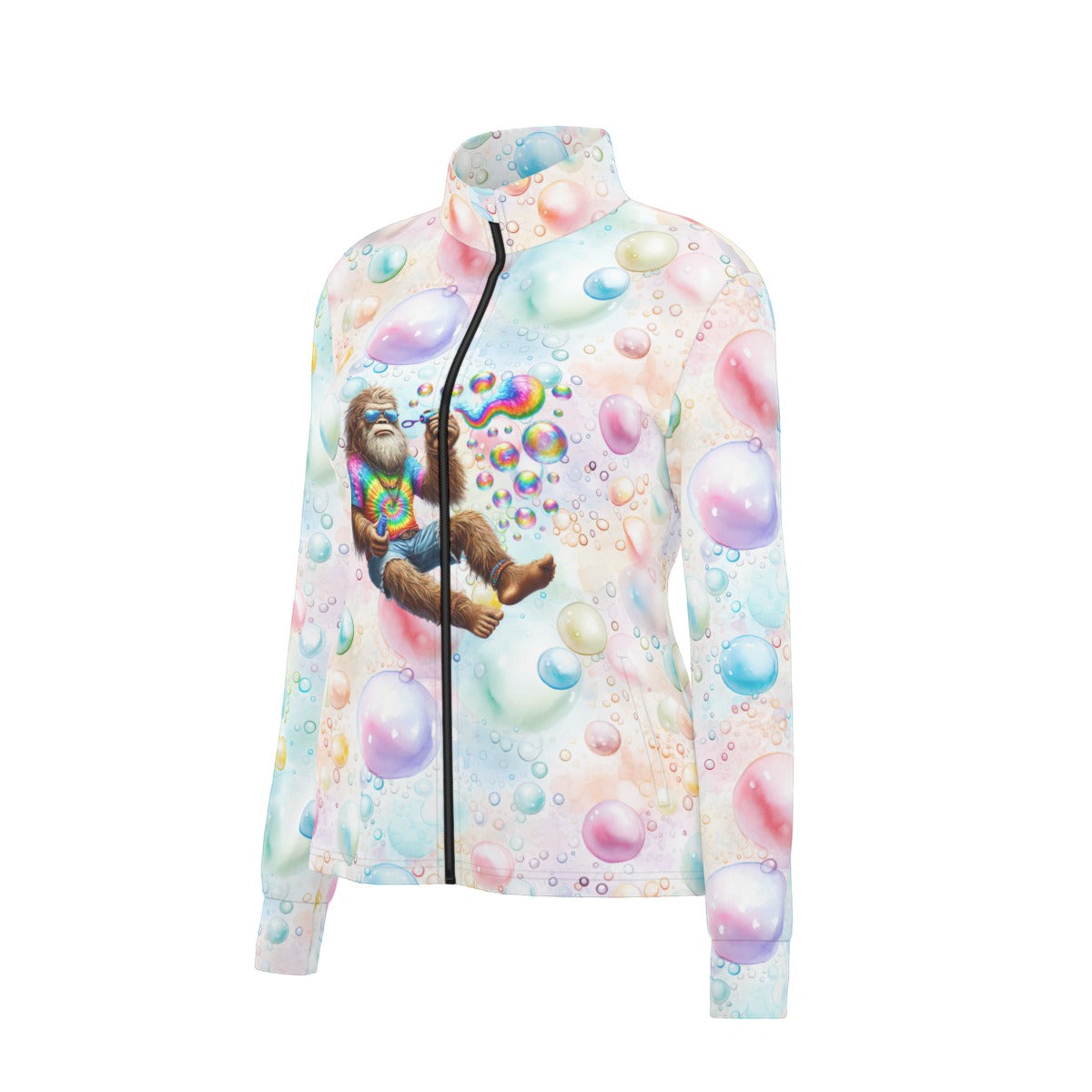 Bigfoot / Sasquatch Blowing Bubbles, Women’s Long Sleeve Thumbhole Jacket