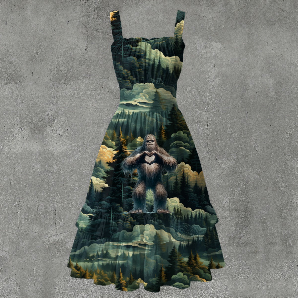 Bigfoot / Sasquatch Love, Women’s Ruffle Hem Dress