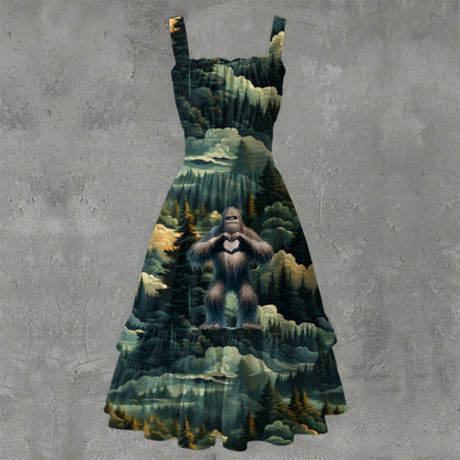 Bigfoot / Sasquatch Love, Women’s Ruffle Hem Dress
