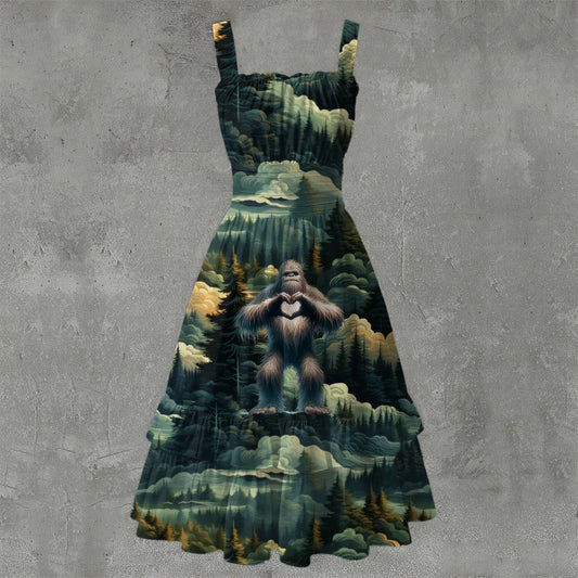 Bigfoot / Sasquatch Love, Women’s Ruffle Hem Dress