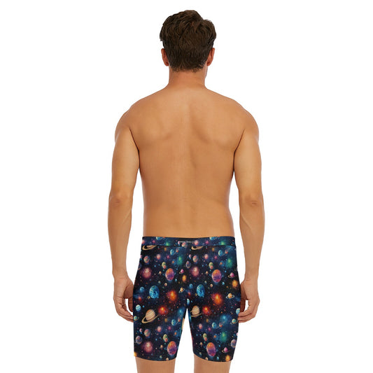 12 Galaxy, Outer Space Men’s Long Boxer Briefs