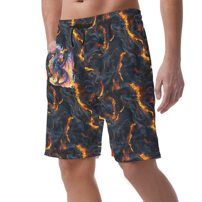 Fire Dragon on Lava, Men’s Lightweight Casual Shorts