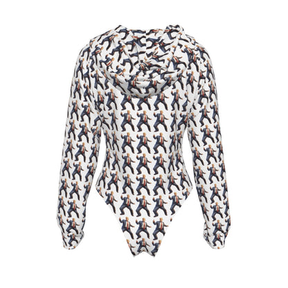 All-Over Print Women's Raglan Sleeve Hooded Bodysuit