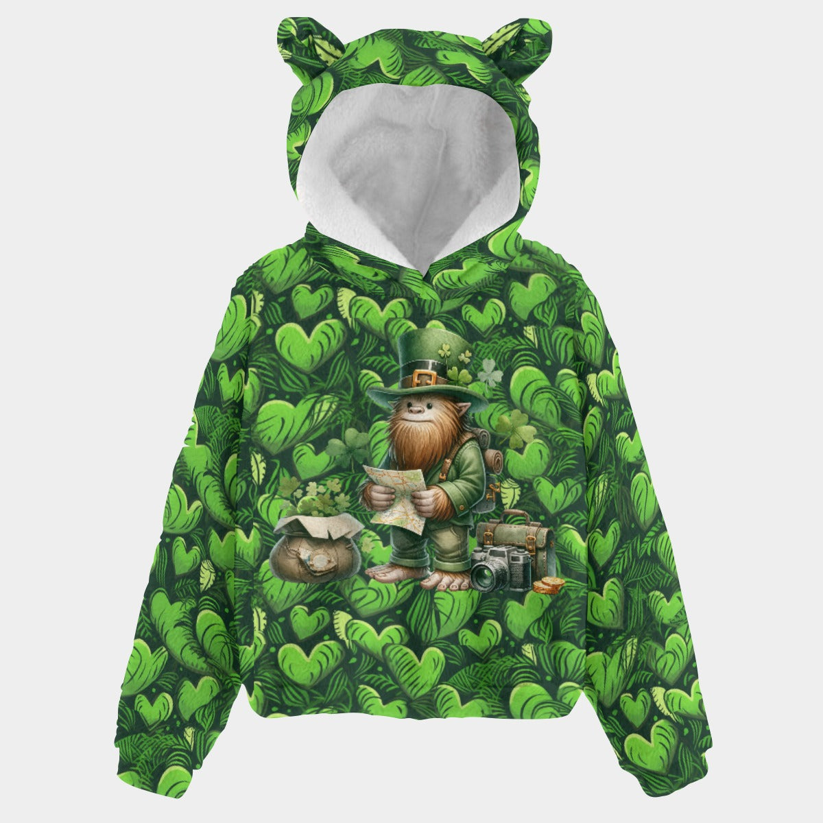 Bigfoot / Sasquatch, St Patrick, Kid’s Borg Fleece Sweatshirt With Ears