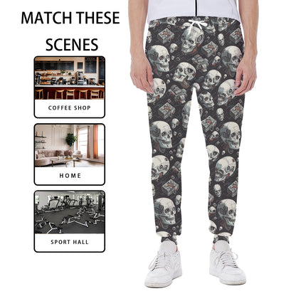 Skull Collage, Men’s Sweatpants w/ Back Pocket