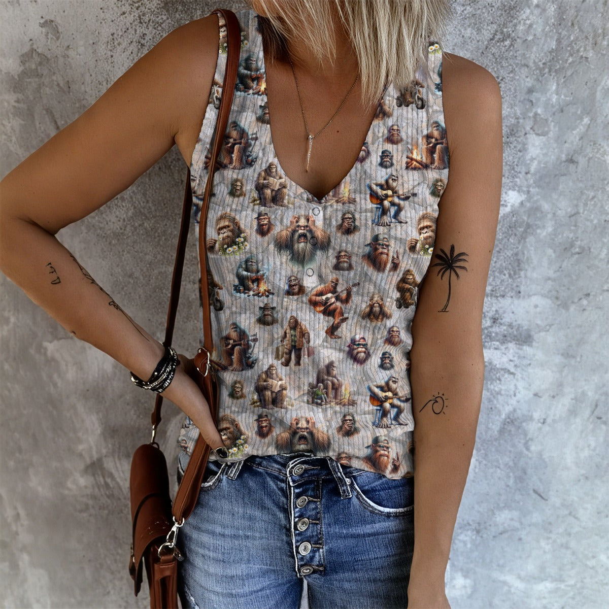 Bigfoot, Sasquatch, Women's Button Vest