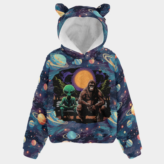 Bigfoot / Sasquatch & Alien, Kid’s Borg Fleece Sweatshirt With Ears