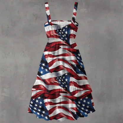 Patriotic Bigfoot / Sasquatch, Women’s Ruffle Hem Dress