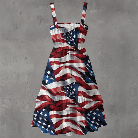 Patriotic Bigfoot / Sasquatch, Women’s Ruffle Hem Dress