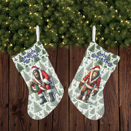 Bigfoot / Sasquatch Santas, Polyester Christmas Stocking