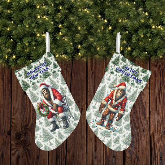 Bigfoot / Sasquatch Santas, Polyester Christmas Stocking