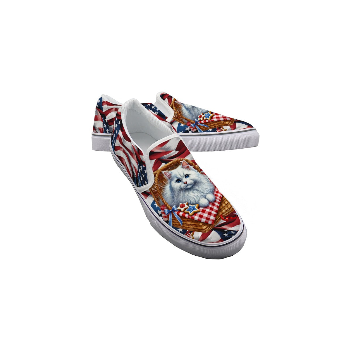 Patriot Kitties Kids Slip On Canvas Sneakers, Slip On Shoes, No Touch Shoes