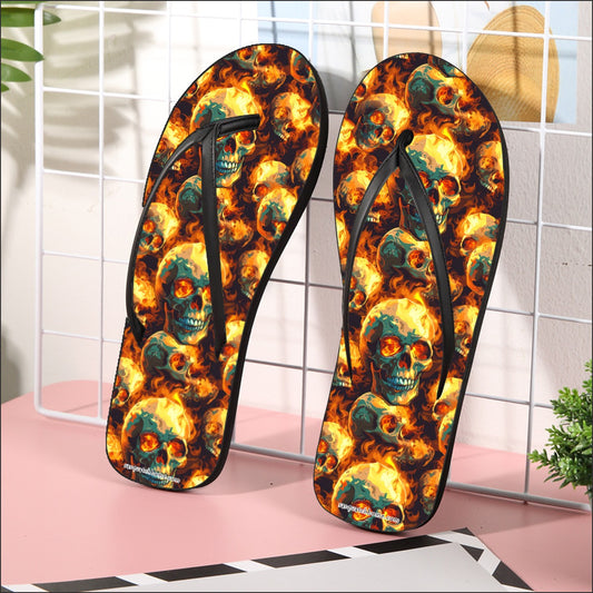 Flaming Skulls, Men’s Flip Flops, Summer Shoes