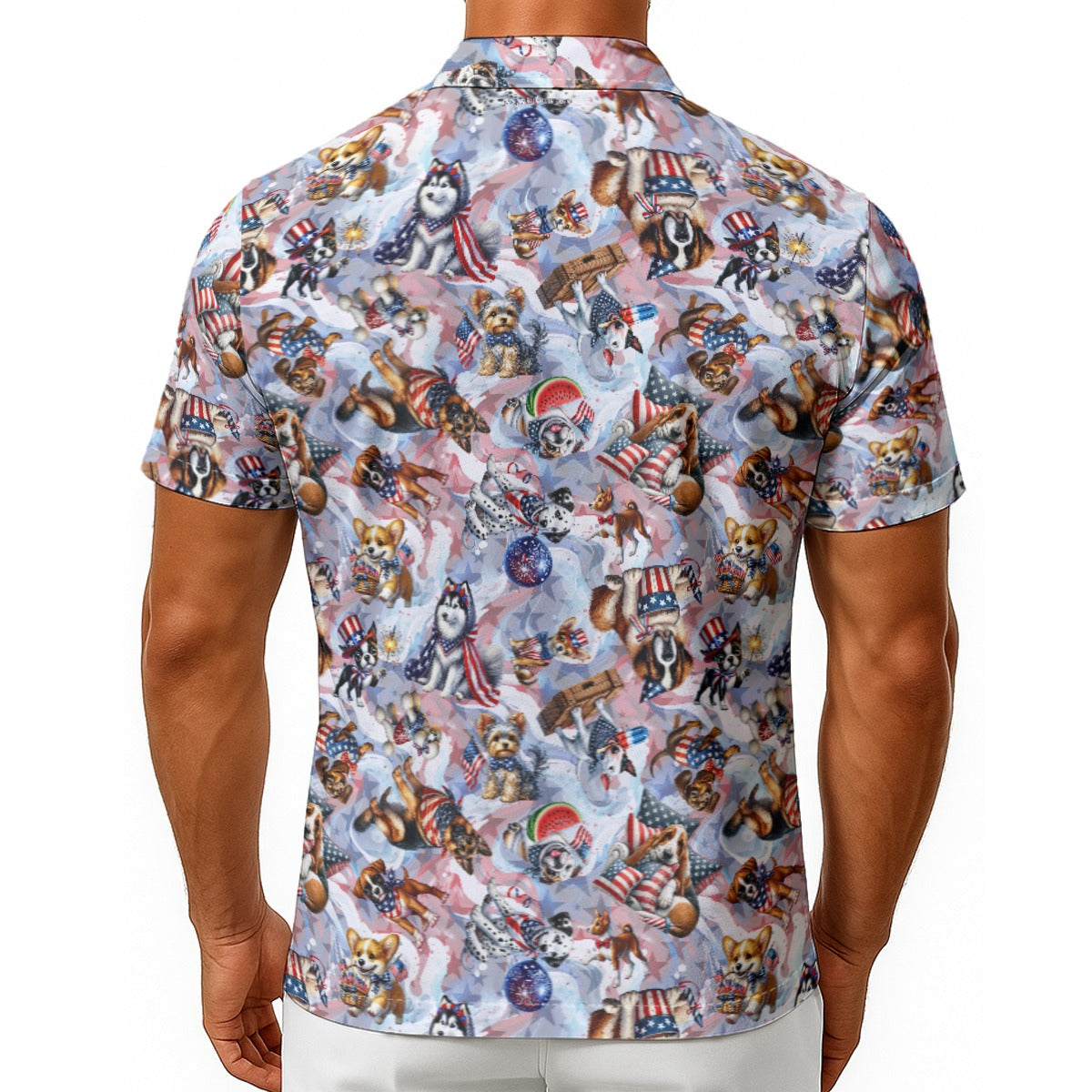 8 Patriotic Designs, Men's Button Up Hawaiian Shirt