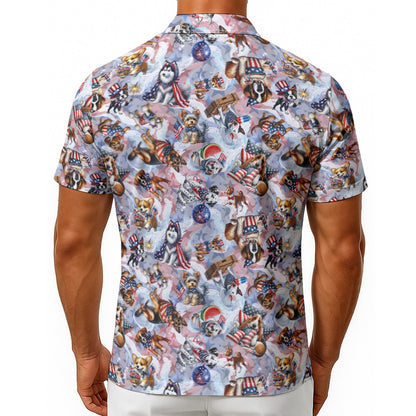 8 Patriotic Designs, Men's Button Up Hawaiian Shirt