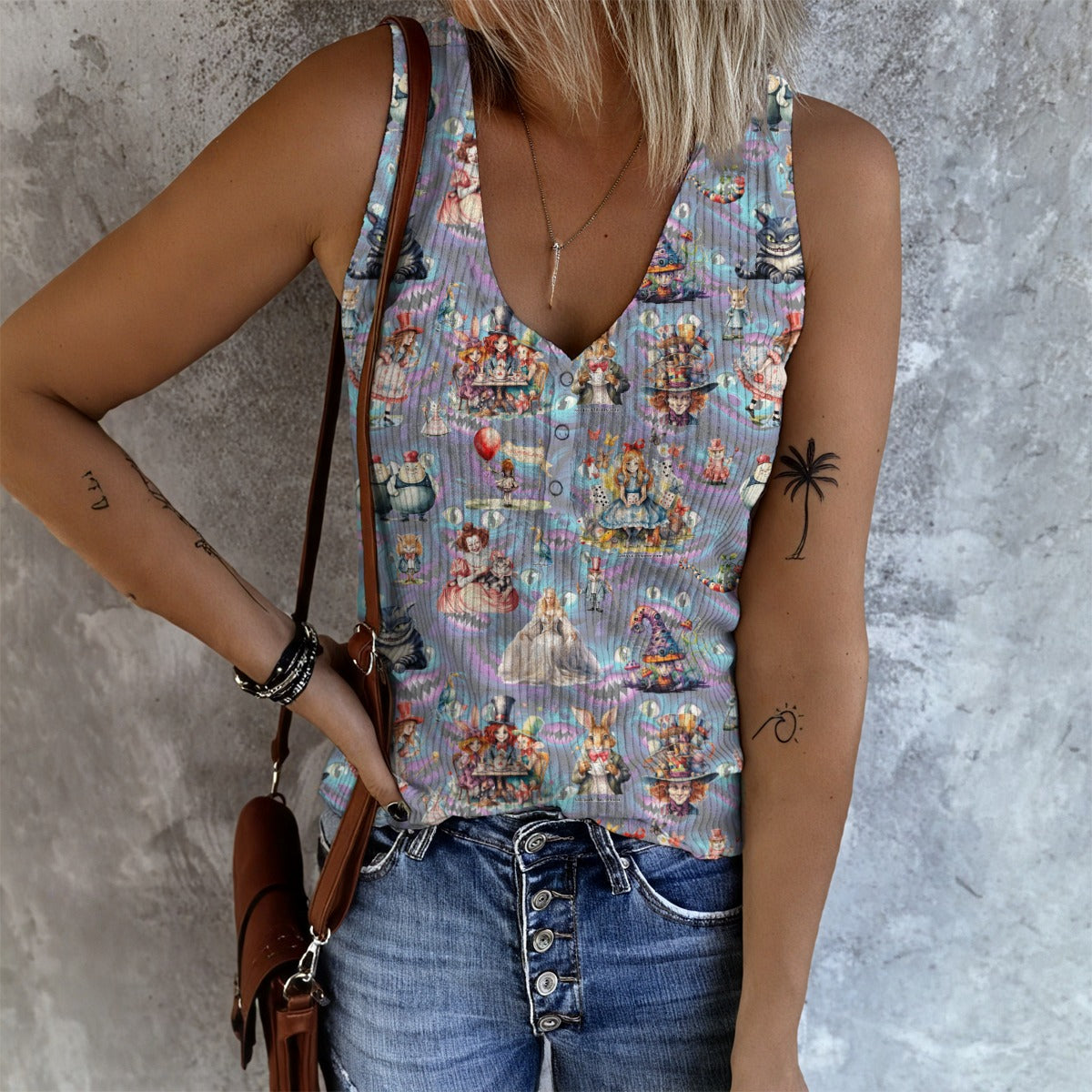 Alice In Wonderland, Woman's Button Vest