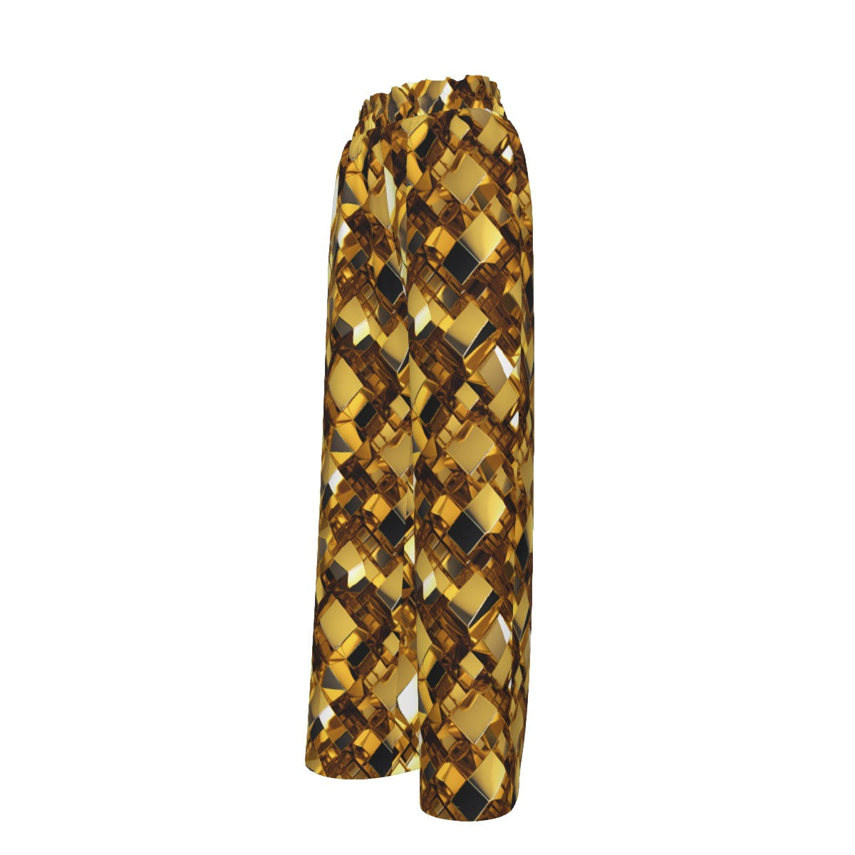 Gold Women’s Faux Silk Wide-Leg Pants