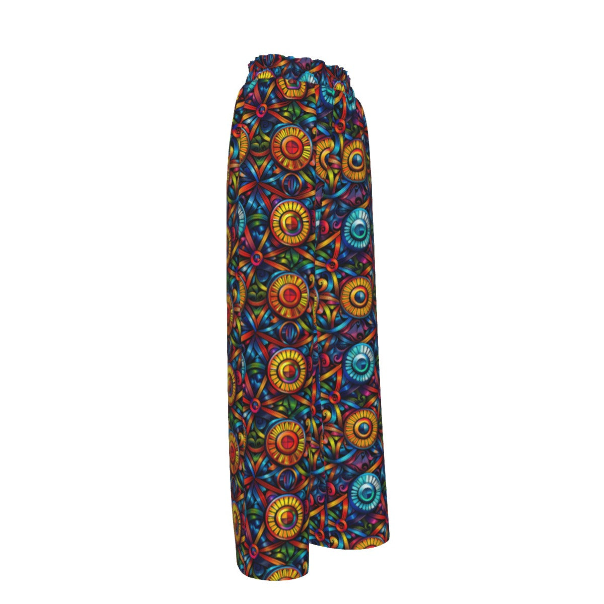 Rainbow Colors, Women’s Faux Silk Wide-Leg Pants