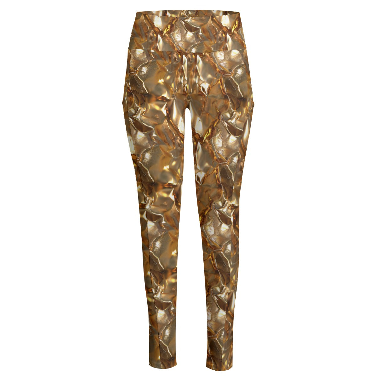 Gold Design Women’s High Waist Leggings w/ Pocket