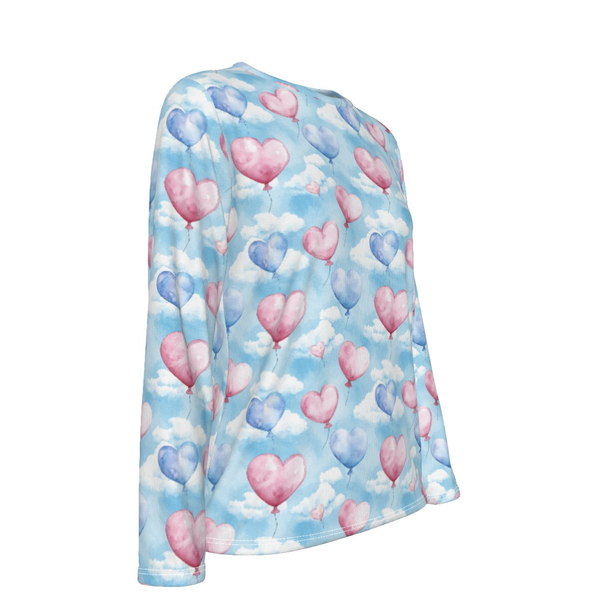 Heart Balloons & Clouds, Women’s Oversized Cotton Tee Shirt