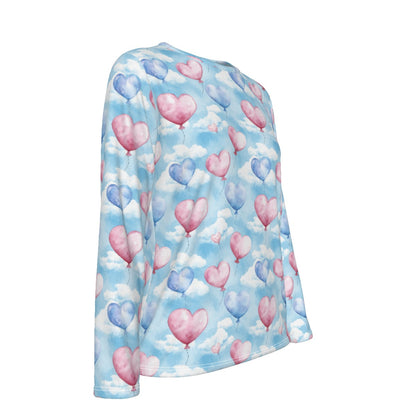 Heart Balloons & Clouds, Women’s Oversized Cotton Tee Shirt