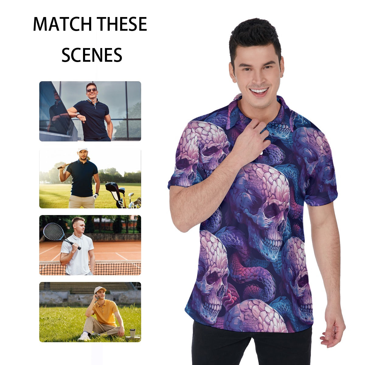 Colorful Skulls, Men's Polo Shirts