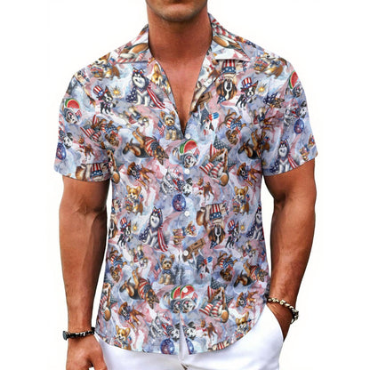 8 Patriotic Designs, Men's Button Up Hawaiian Shirt