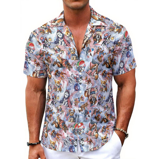 8 Patriotic Designs, Men's Button Up Hawaiian Shirt