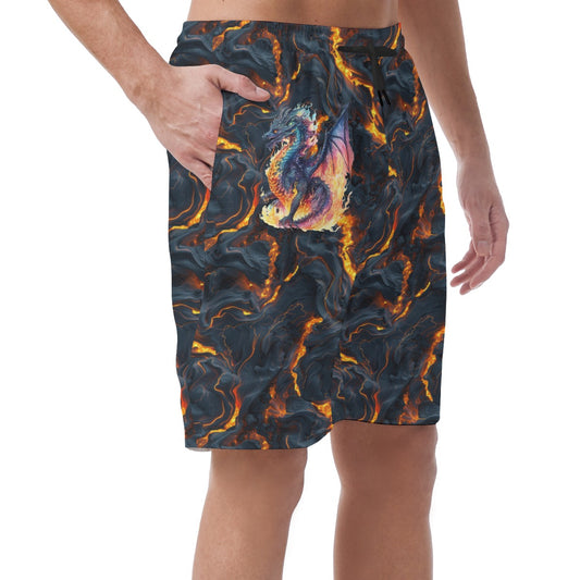 Fire Dragon on Lava, Men’s Lightweight Casual Shorts