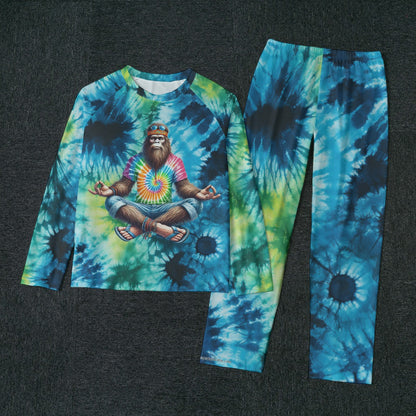 Zen / Yoga Bigfoot / Sasquatch, Hippie, Men’s Raglan Sleeve Pajamas with Wide Ankles