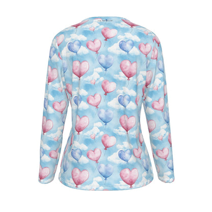 Heart Balloons & Clouds, Women’s Oversized Cotton Tee Shirt