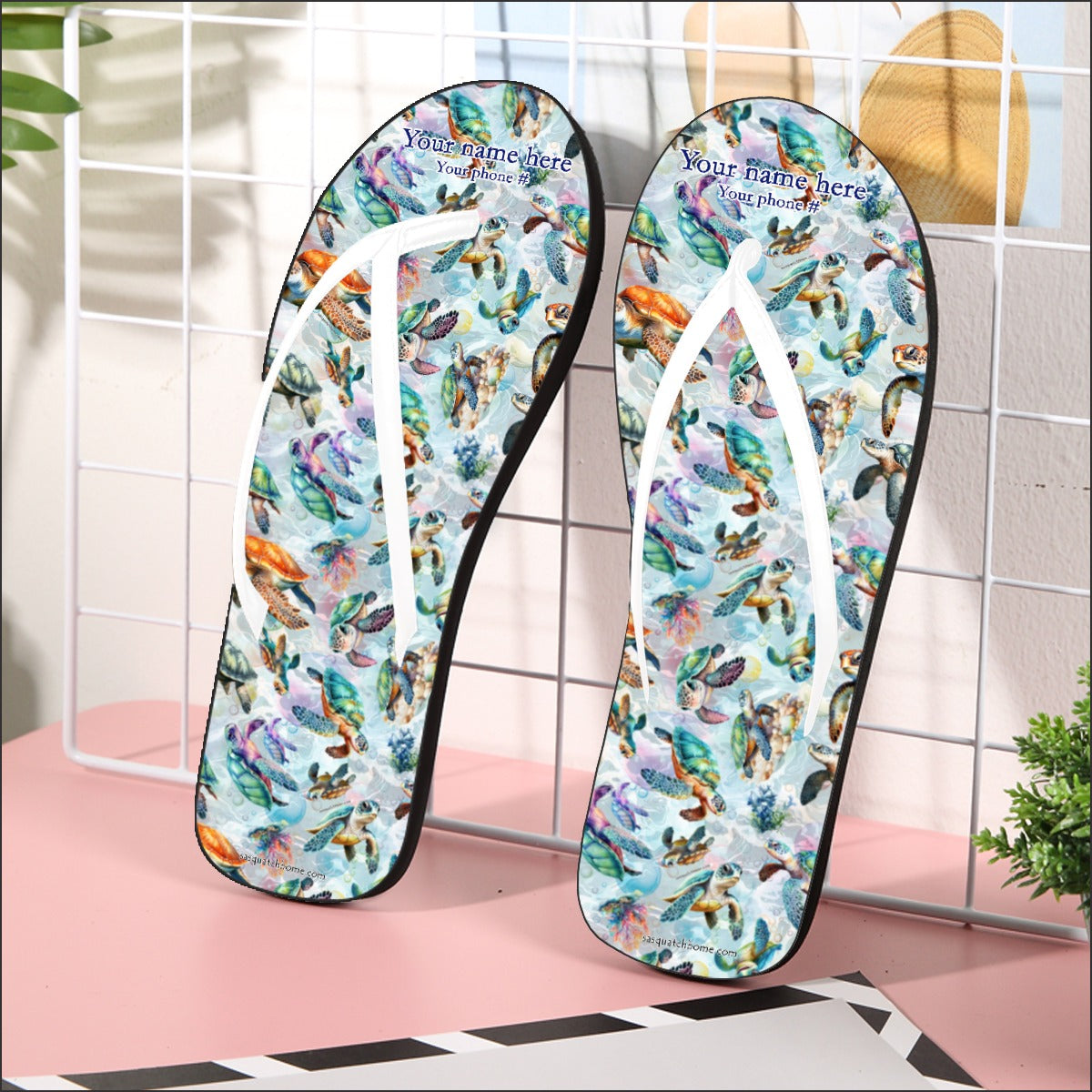 10 Animal Designs, Women’s Flip Flops – Personalize with Your Name