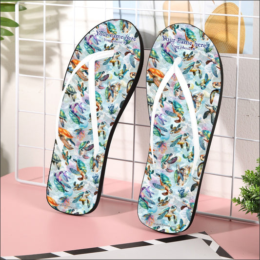 10 Animal Designs, Women’s Flip Flops – Personalize with Your Name