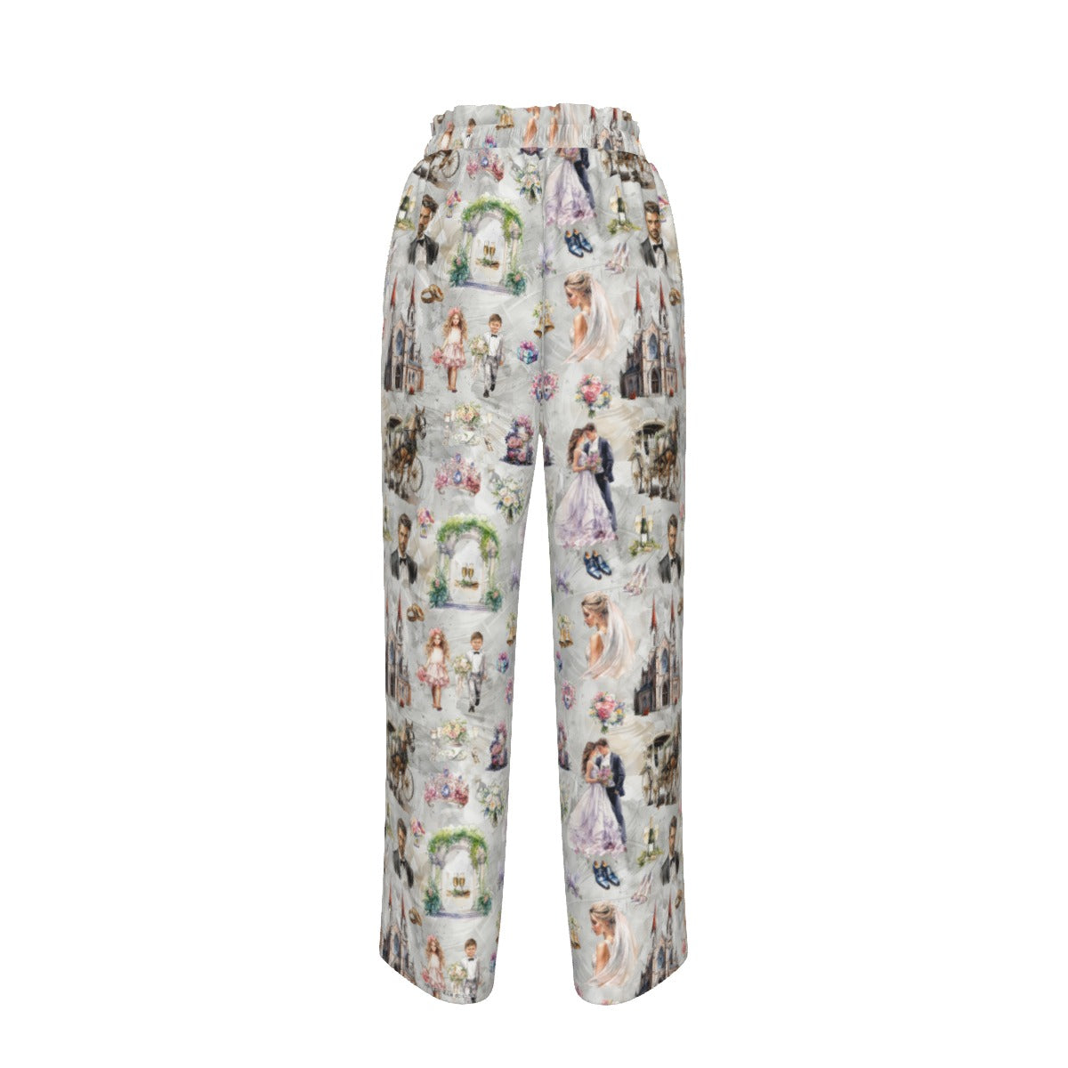 Wedding Design, Women’s Faux Silk Wide-Leg Pants
