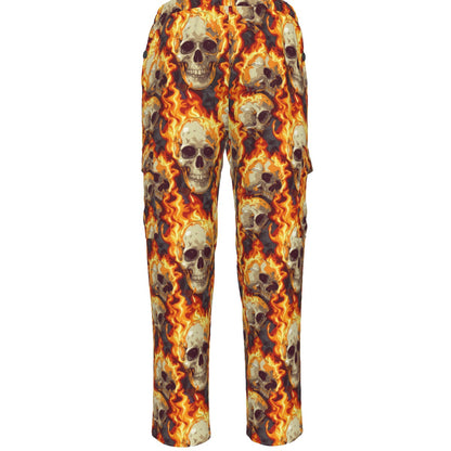 Flaming Skulls, Men’s Cargo Pants w/ Pockets