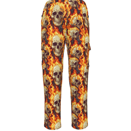 Flaming Skulls, Men’s Cargo Pants w/ Pockets