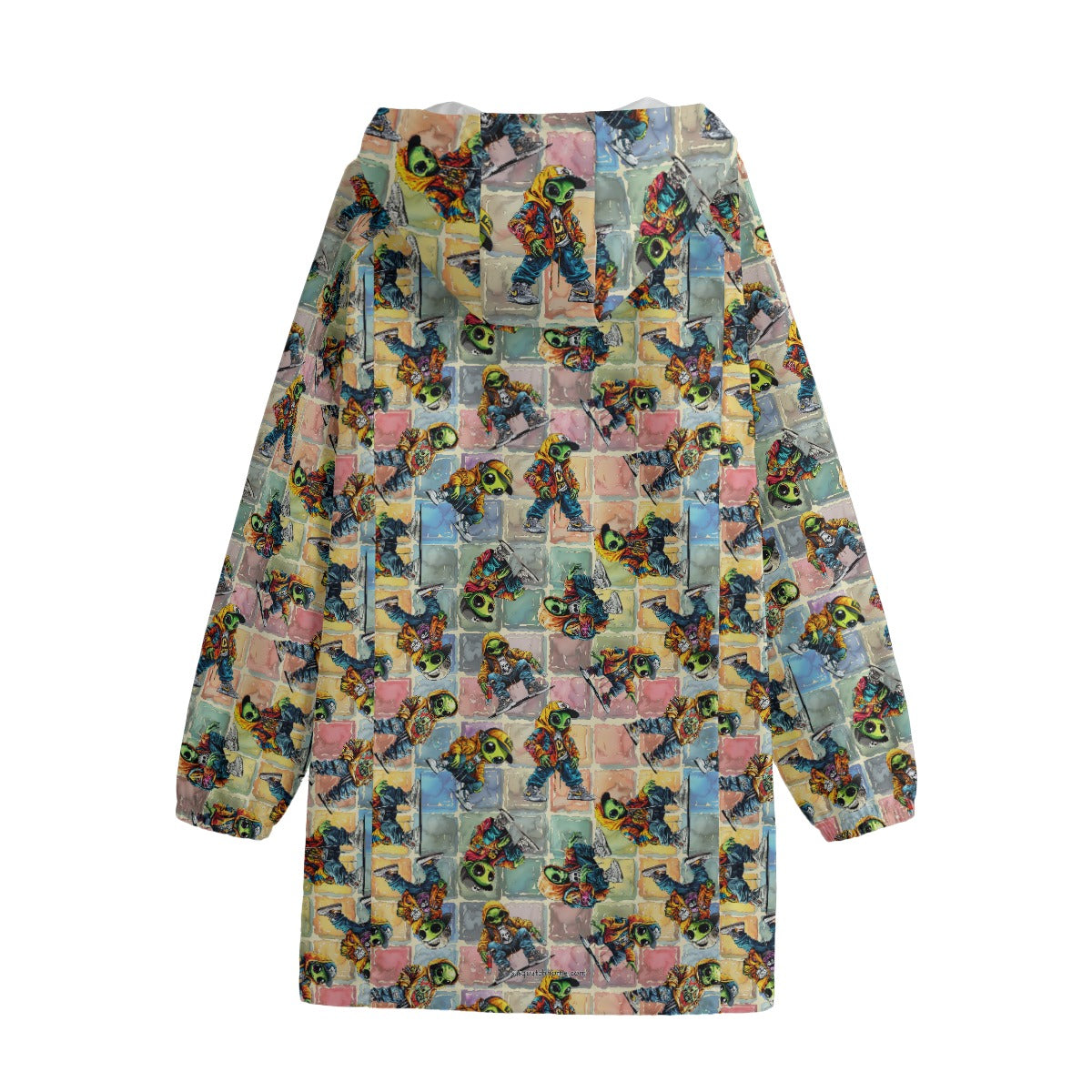 6 Alien Designs, Adult Windbreaker Long Jacket