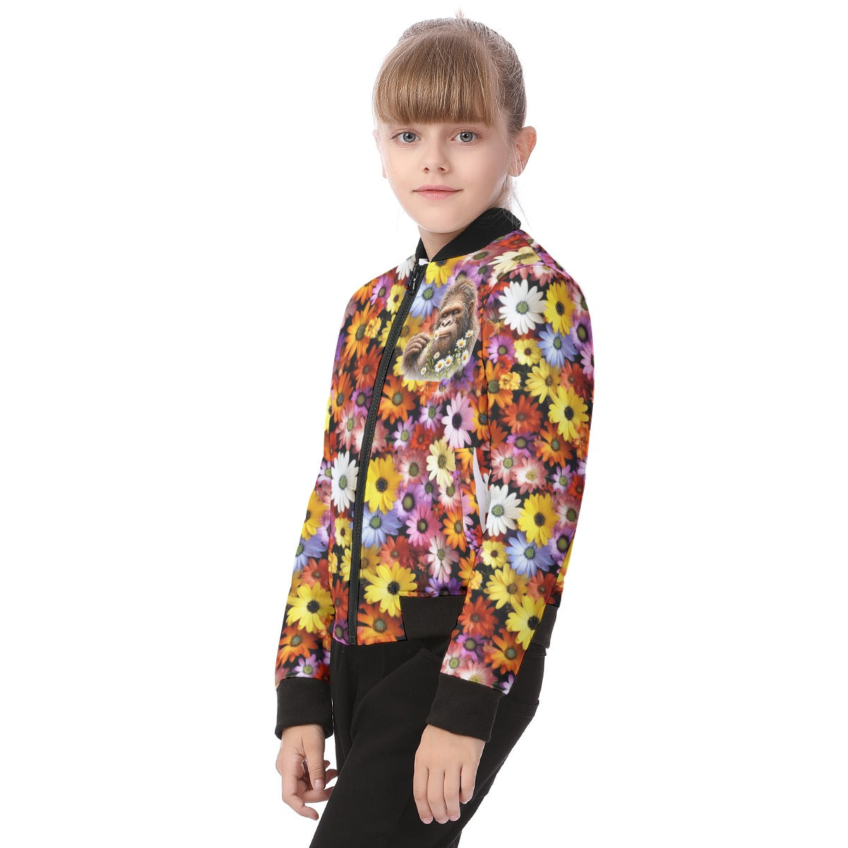 Bigfoot / Sasquatch Flowers, Kid’s Bomber Jacket