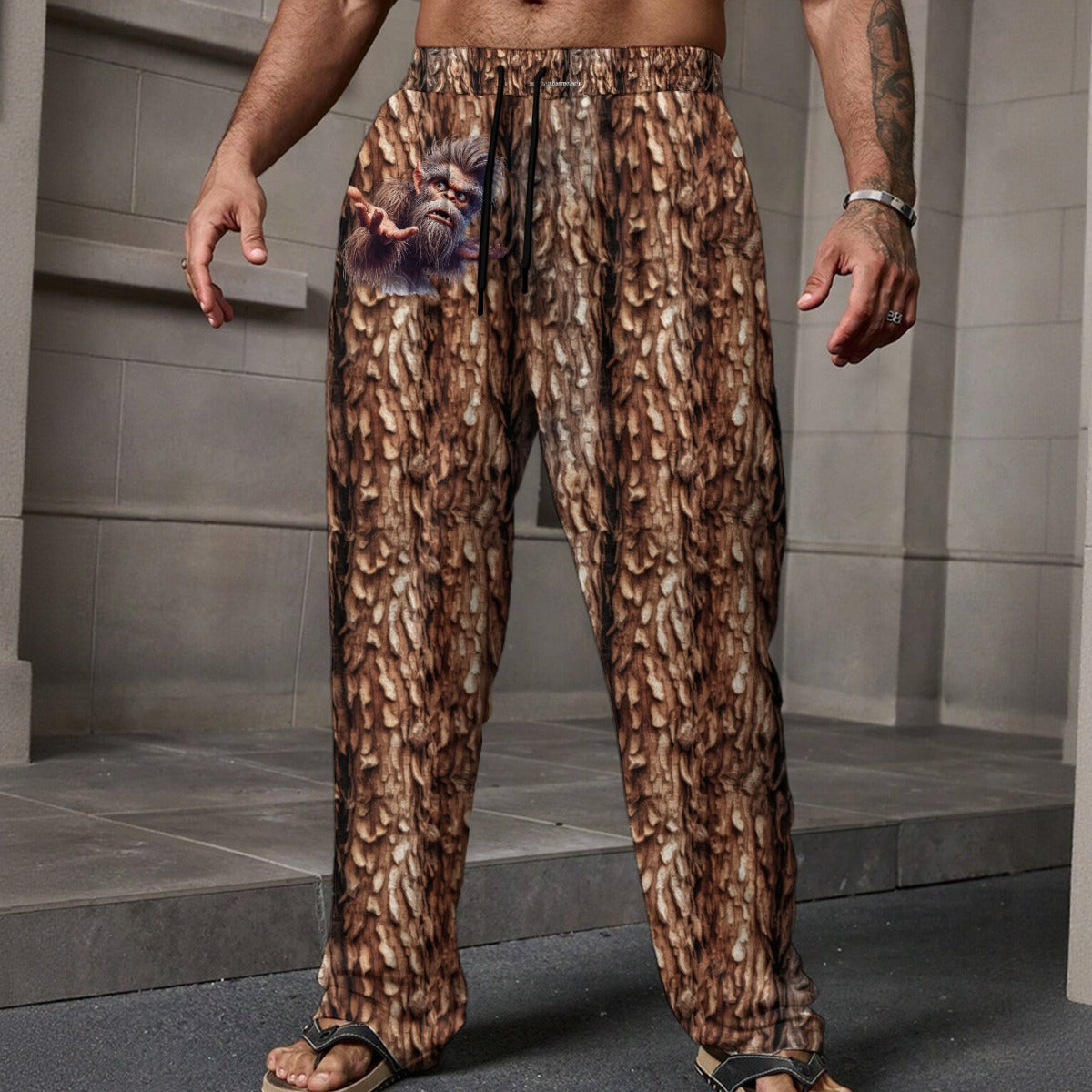 Bigfoot / Sasquatch Blow Kiss, Men’s Loose Casual Pants W/ Pocket