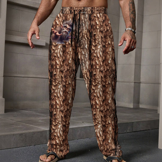 Bigfoot / Sasquatch Blow Kiss, Men’s Loose Casual Pants W/ Pocket