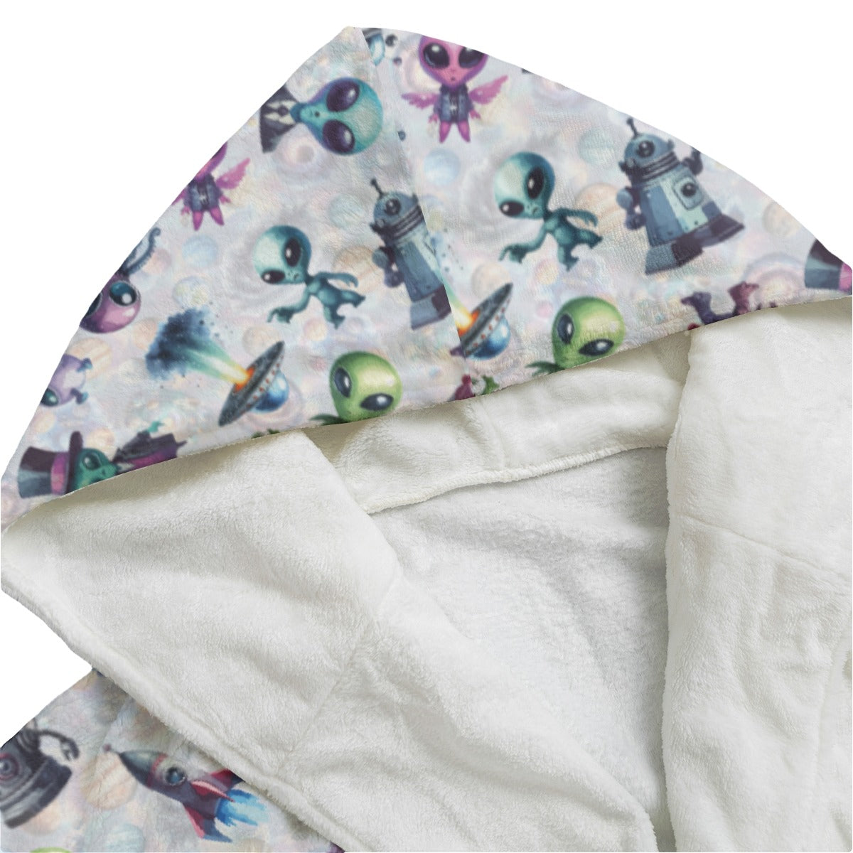 6 Alien Designs, Flannel Hooded bathrobe