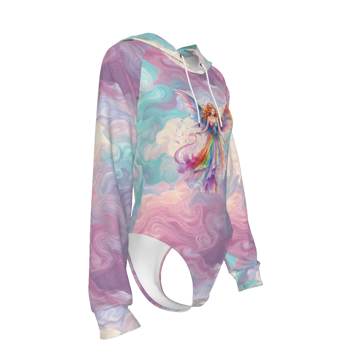 Rainbow Fairy, Women's Raglan Sleeve Hooded Bodysuit