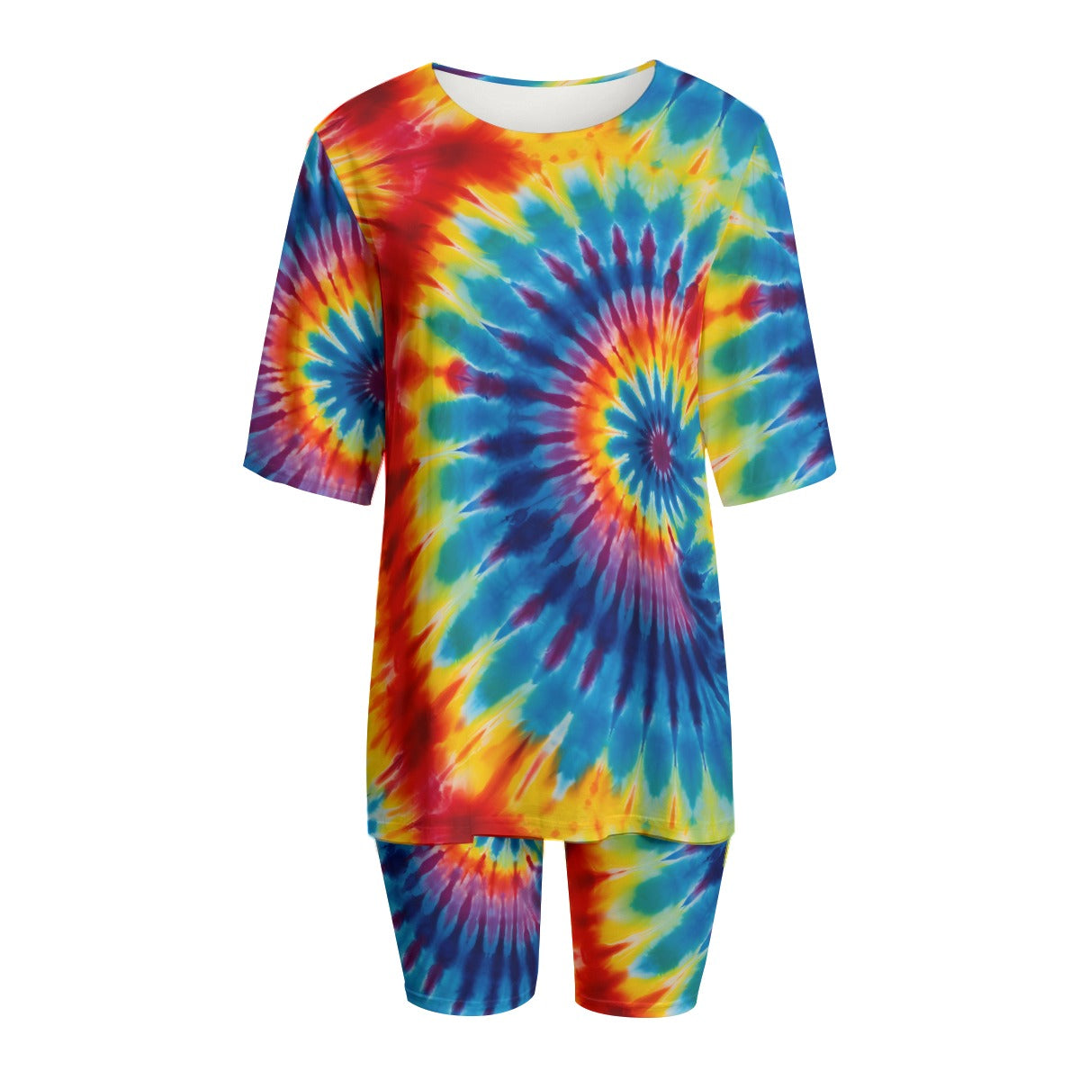 10 Tie Dye Designs, Women’s 2 Piece T Shirt Set With Short Sleeve