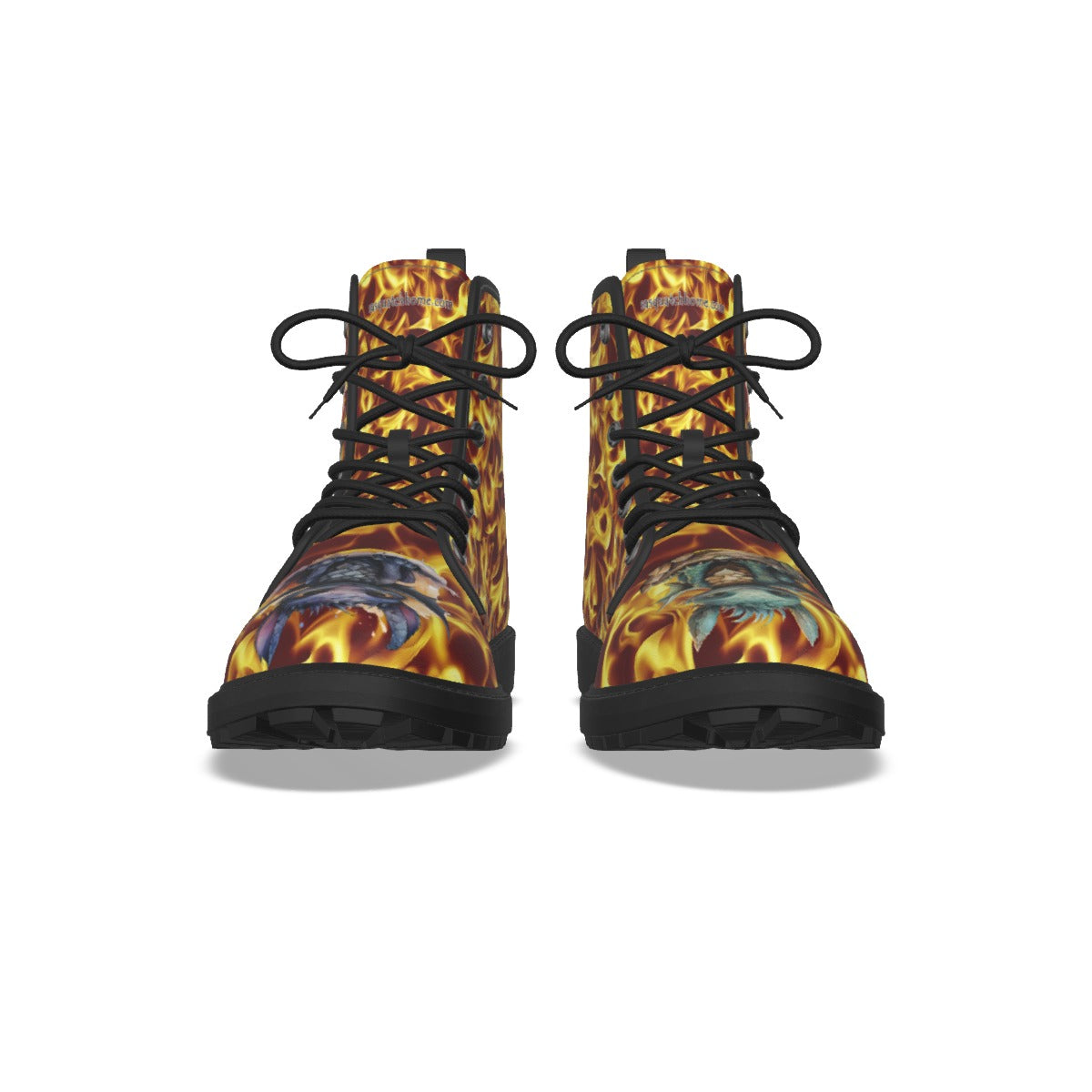Dragons on Fire, Women's Martin Short Boots With Black Bottom