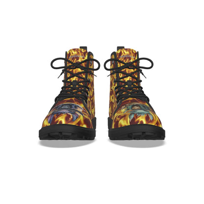 Dragons on Fire, Women's Martin Short Boots With Black Bottom