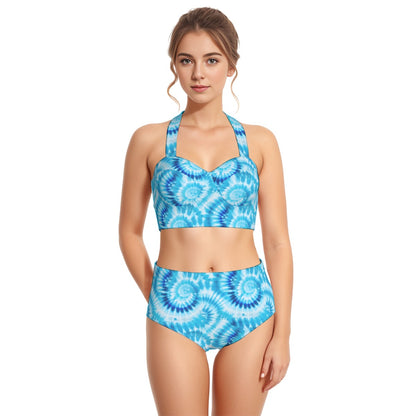 10 Tie Dye Designs, Women’s Bikini Halter Swimsuit, Two Piece Set