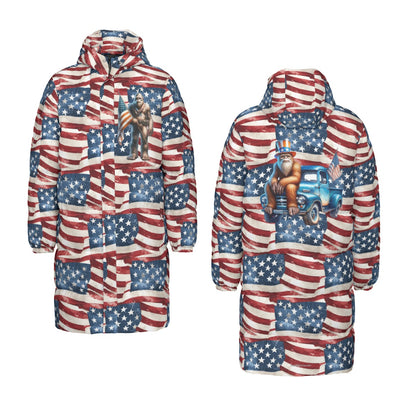 Bigfoot / Sasquatch Patriot, Long Down Jacket / Coat