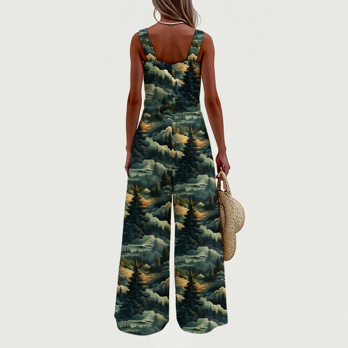 Bigfoot Heart Hands, Woods, Women’s Wide Leg Jumpsuit