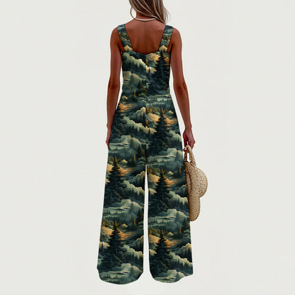 Bigfoot Heart Hands, Woods, Women’s Wide Leg Jumpsuit