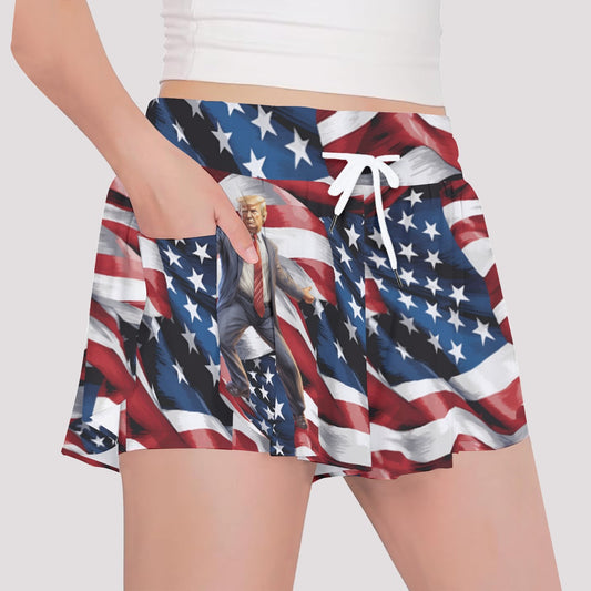 Donald Trump Dancing, Girls Sports Culottes, Butterfly Shorts w/ Pocket